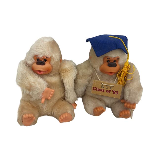 Vintage 1980s Russ Berrie Gonga Gorilla Thumbsucking Monkey Plush Dolls LOT 2 - Picture 1 of 5